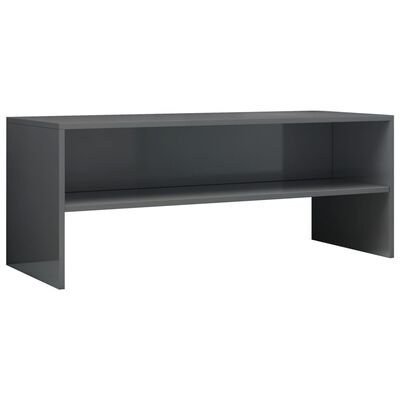 vidaXL TV stolek šedý s vysokým leskem 100 x 40 x 40 cm dřevotříska