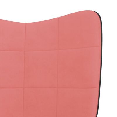 vidaXL Houpací křeslo se stoličkou růžové samet a PVC