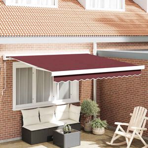 vidaXL Ručně zatahovac&iacute; mark&yacute;za burgundsk&aacute; 300 x 250 cm