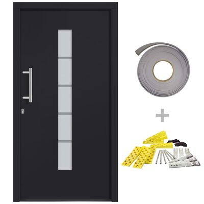 vidaXL Vchodové dveře hliník a PVC antracitové 100 x 200 cm