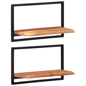 vidaXL N&aacute;stěnn&eacute; police 2 ks 60 x 25 x 35 cm masivn&iacute; ak&aacute;cie a ocel