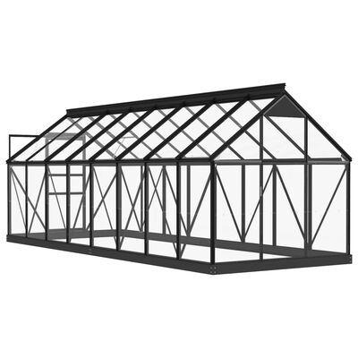 vidaXL Skleněný skleník antracitový 155 x 395,5 x 191 cm hliník