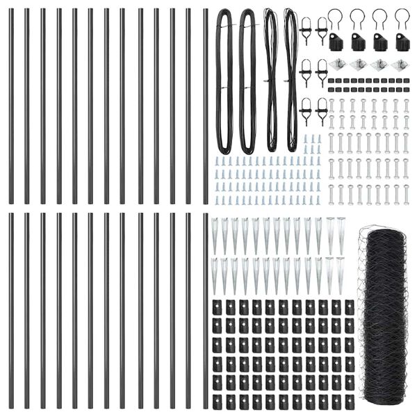 vidaXL Plotov&yacute; sloupek. &Scaron;ed&aacute; 50 x 0,5 m (s&iacute;ť 36 mm) Ocel a PVC