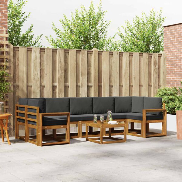 vidaXL Venkovn&iacute; pohovkov&aacute; souprava 8 pcs Přirozen&aacute; a Anthracitov&aacute;