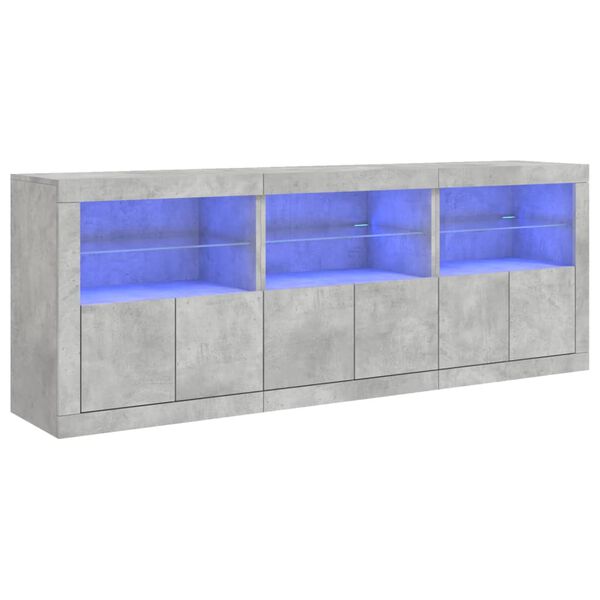 vidaXL Př&iacute;born&iacute;k s LED osvětlen&iacute;m betonově &scaron;ed&yacute; 181,5 x 37 x 67 cm