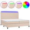 vidaXL Box spring postel matrace a LED cappuccino 200x200cm uměl&aacute; kůže