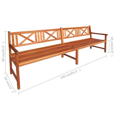 vidaXL Zahradní lavice s poduškami 240 cm masivní akáciové dřevo