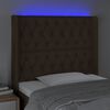 vidaXL Čelo postele s LED tmavě hněd&eacute; 93 x 16 x 118/128 cm textil