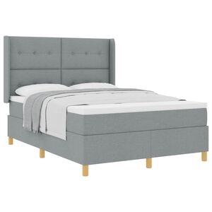 vidaXL Postel s boxspringem s čelo Světle &scaron;ed&aacute; 140 x 190 cm textil