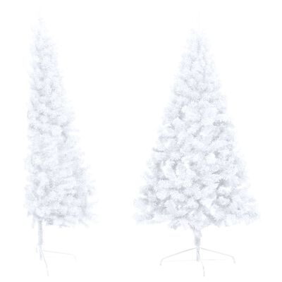 vidaXL Umělý vánoční půl stromek s LED a stojanem bílý 210 cm PVC