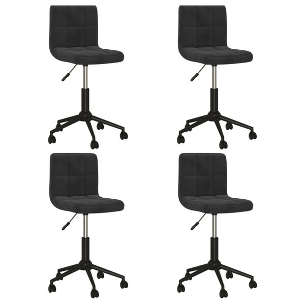 vidaXL Otočn&eacute; j&iacute;deln&iacute; židle 4 ks čern&eacute; samet