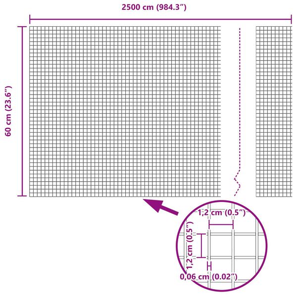 vidaXL Svařovaný drátěný plot Stříbrná 0,6 x 25 m Ocel