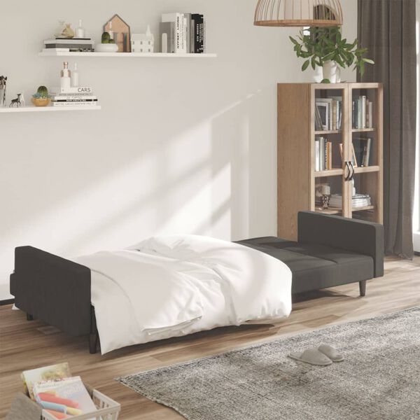 vidaXL 2m&iacute;stn&aacute; rozkl&aacute;dac&iacute; pohovka tmavě &scaron;ed&aacute; mikrovl&aacute;kno