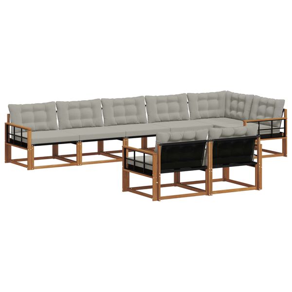 vidaXL Venkovn&iacute; pohovkov&aacute; souprava 8 pcs Př&iacute;rodn&iacute; a světle &scaron;ed&aacute;