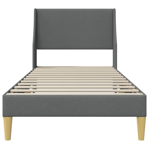 vidaXL R&aacute;m postele s čelo Tmavě &scaron;ed&aacute; 90 x 200 cm textil