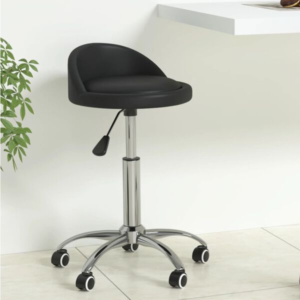 vidaXL Otočn&aacute; j&iacute;deln&iacute; židle čern&aacute; uměl&aacute; kůže