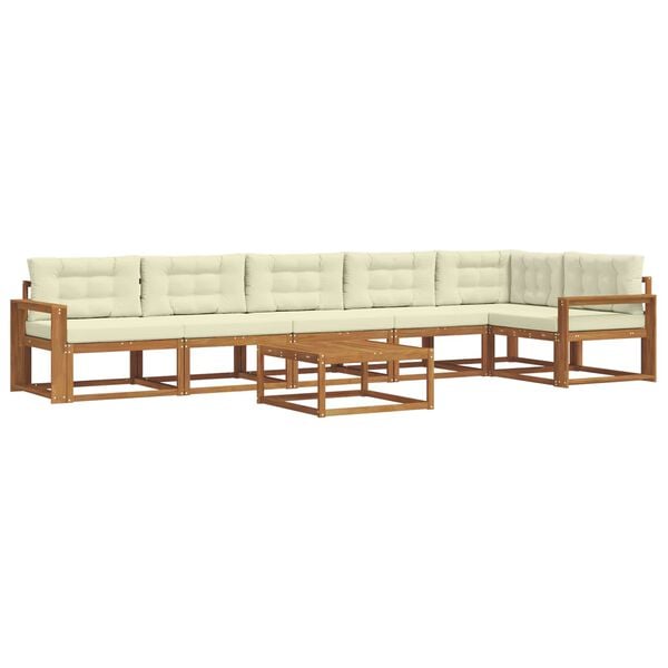 vidaXL Venkovn&iacute; pohovkov&aacute; souprava 7 pcs Přirozen&aacute; a Kr&eacute;mov&aacute;