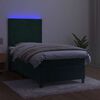 vidaXL Box spring postel s matrac&iacute; a LED tmavě zelen&aacute; 90x190 cm samet