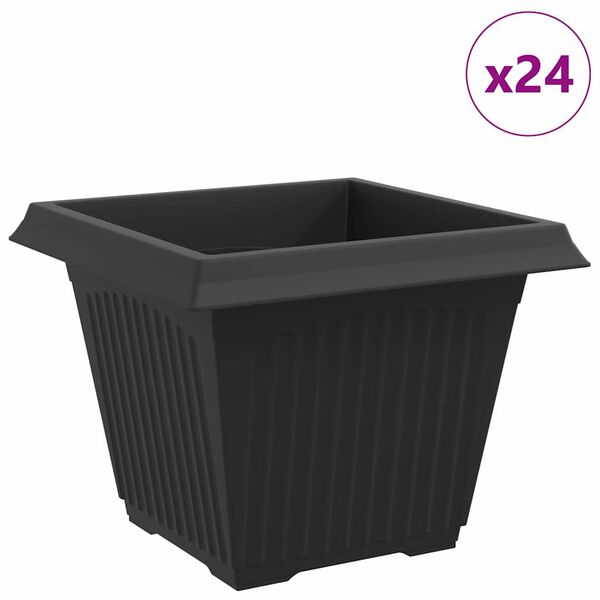 vidaXL Čtvercov&yacute; květin&aacute;č 24 pcs Čern&aacute; 43 x 43 x 33,5 cm Plast