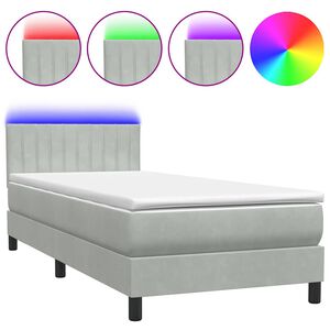 vidaXL Box spring postel s matrac&iacute; a LED světle &scaron;ed&aacute; 80x220 cm samet