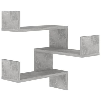 vidaXL Nástěnné rohové police 2ks betonově šedé 40x40x50cm dřevotříska