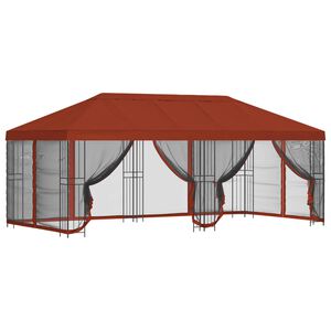 vidaXL Alt&aacute;n s bočn&iacute;mi stěnami 6 x 3 m Cihlov&aacute; Polyester a ocel
