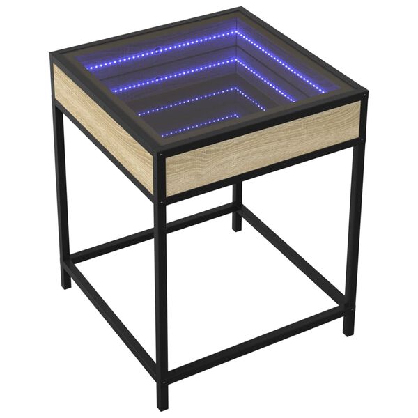 vidaXL Noční stolek s Infinity LED dub sonoma 40 x 40 x 51 cm