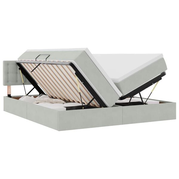 vidaXL Postel s &uacute;ložn&yacute;m prostorem s matrac&iacute; Světle &scaron;ed&aacute; 90 x 200 cm