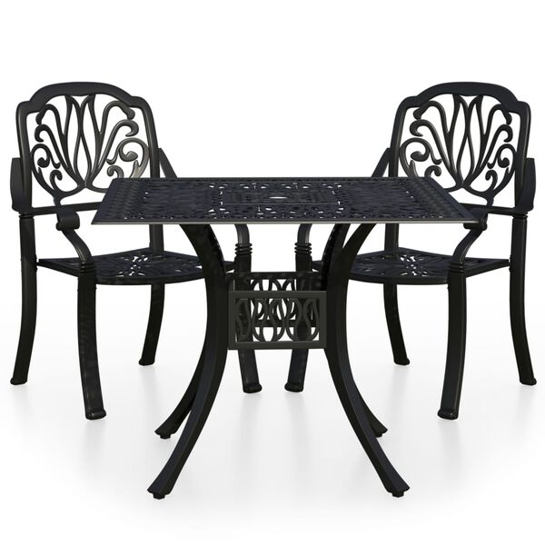 vidaXL 3d&iacute;ln&yacute; bistro set lit&yacute; hlin&iacute;k čern&yacute;