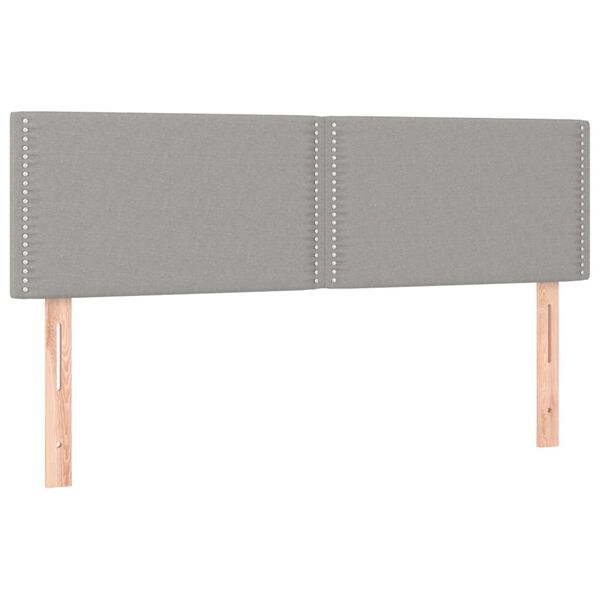 vidaXL Čelo postele s LED světle &scaron;ed&eacute; 144 x 5 x 78/88 cm textil