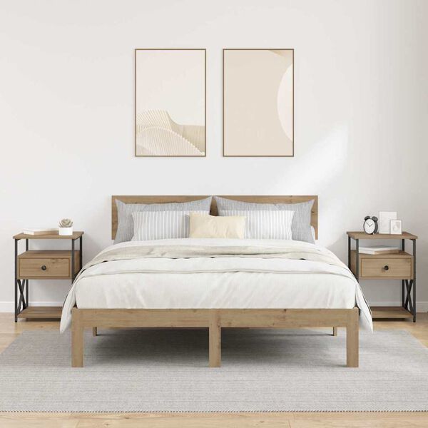 vidaXL Nočn&iacute; skř&iacute;ňka se z&aacute;suvkou 2 pcs Artisanov&yacute; dub 40 x 42 x 55 cm