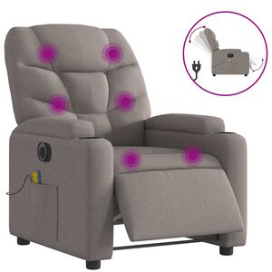 vidaXL Elektrick&eacute; mas&aacute;žn&iacute; polohovac&iacute; křeslo taupe textil