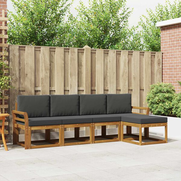 vidaXL Venkovn&iacute; pohovkov&aacute; souprava 5 pcs Přirozen&aacute; a Anthracitov&aacute;