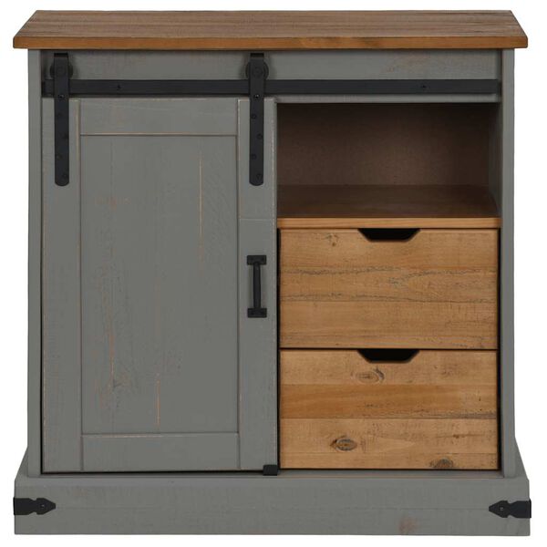 vidaXL Př&iacute;born&iacute;k HALDEN s posuvn&yacute;mi dveřmi &scaron;ed&yacute; Masivn&iacute; dřevo