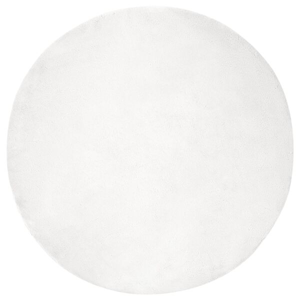vidaXL Koberec z uměl&eacute; kr&aacute;lič&iacute; kože&scaron;iny Olite B&iacute;l&aacute; &Oslash; 80 cm Polyester