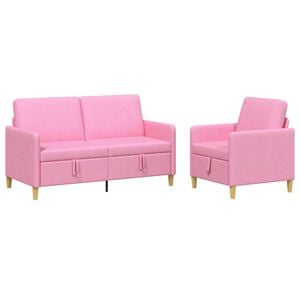 vidaXL Sedačka se storage 2 pcs Růžov&aacute; Polyester