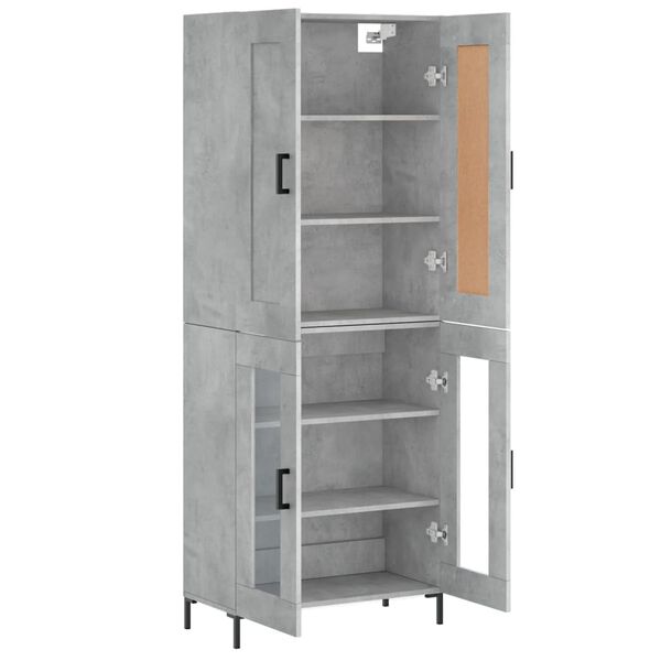 vidaXL Skř&iacute;ň highboard betonově &scaron;ed&aacute; 69,5x34x180 cm kompozitn&iacute; dřevo