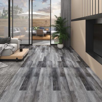 vidaXL Nesamolepicí PVC podlahová prkna 5,26 m² 2 mm lesklá šedá