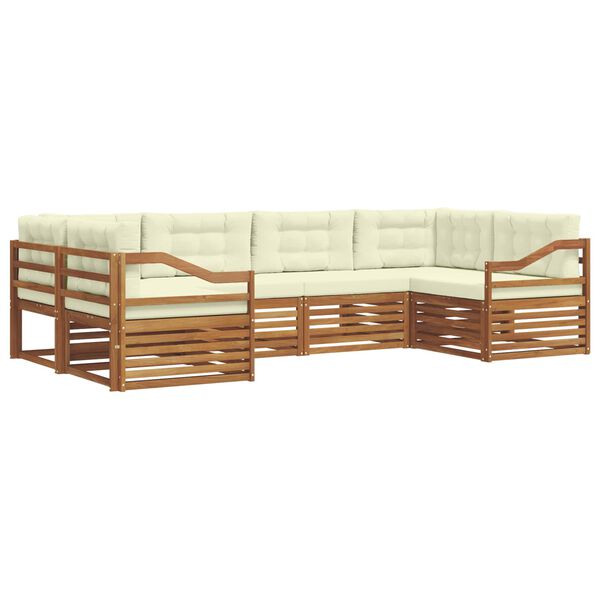 vidaXL Sedac&iacute; soupravy 6 pcs Přirozen&aacute; a Kr&eacute;mov&aacute; Masivn&iacute; ak&aacute;tov&eacute; dřevo