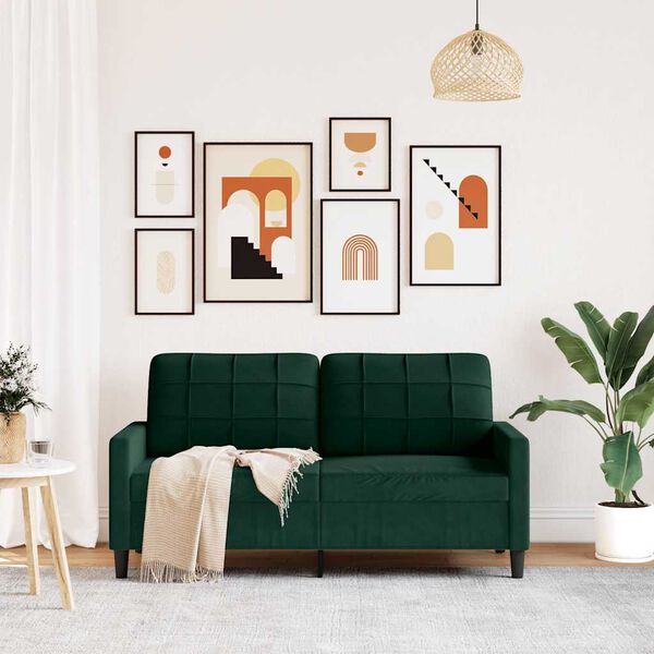 vidaXL 2m&iacute;stn&aacute; pohovka tmavě zelen&aacute; 140 cm samet