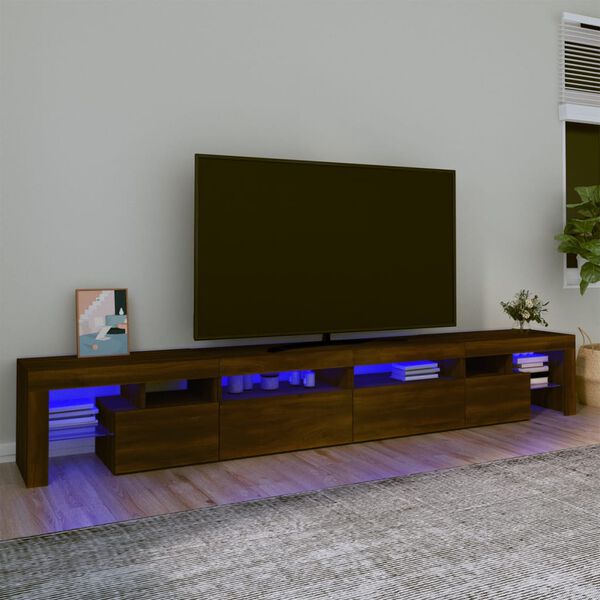vidaXL TV skř&iacute;ňka s LED osvětlen&iacute;m hněd&yacute; dub 260x36,5x40 cm