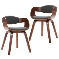 vidaXL Jídelní židle 2 ks ohýbané dřevo a šedý textil