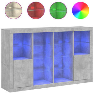 vidaXL Př&iacute;born&iacute;ky s LED osvětlen&iacute;m 3 ks betonově &scaron;ed&eacute; kompozitn&iacute; dřevo