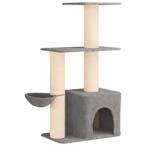 vidaXL Kočič&iacute; strom se &scaron;krabac&iacute;mi sloupky sisal Světle &scaron;ed&aacute; 133 cm