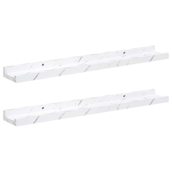 vidaXL N&aacute;stěnn&aacute; polička s polic&iacute; 2 pcs B&iacute;l&yacute; mramor 60 x 9 x 3 cm