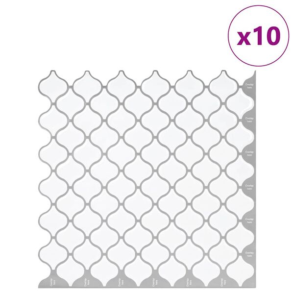 vidaXL Dlaždice Lanturn 10 pcs B&iacute;l&aacute; 27 x 27 cm Polyuretan a PET