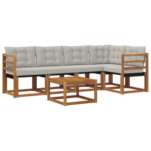 vidaXL Venkovn&iacute; pohovkov&aacute; souprava 6 pcs Př&iacute;rodn&iacute; a světle &scaron;ed&aacute;