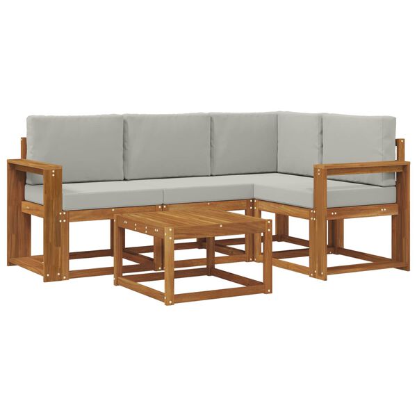 vidaXL Venkovn&iacute; pohovkov&aacute; souprava 5 pcs Př&iacute;rodn&iacute; a světle &scaron;ed&aacute;