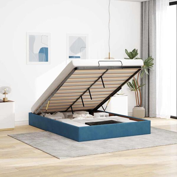 vidaXL Osmanský rám postele bez matrací tmavě modrá 140x190 cm samet