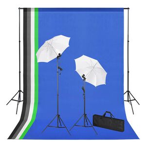 vidaXL Foto studio set s pozad&iacute;m, osvětlen&iacute;m a de&scaron;tn&iacute;ky